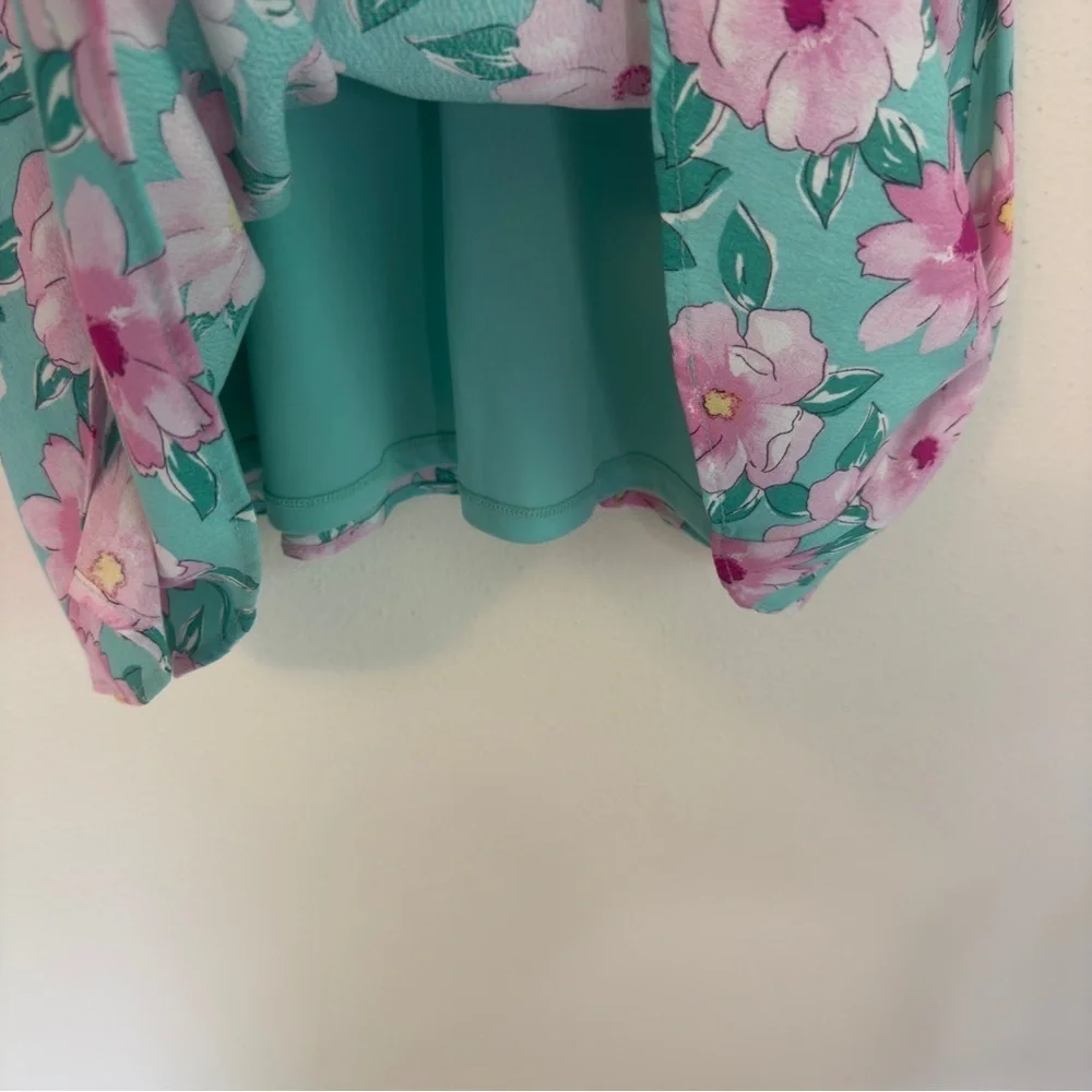 GB Girls Floral Ruffle Dress in Blue/Pink Garden Party Vacation Wedding Sz L